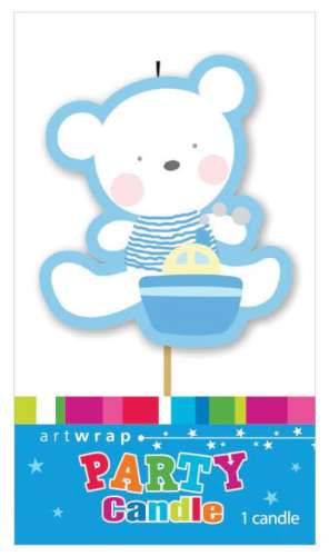Blue Teddy Bear Candle - Click Image to Close